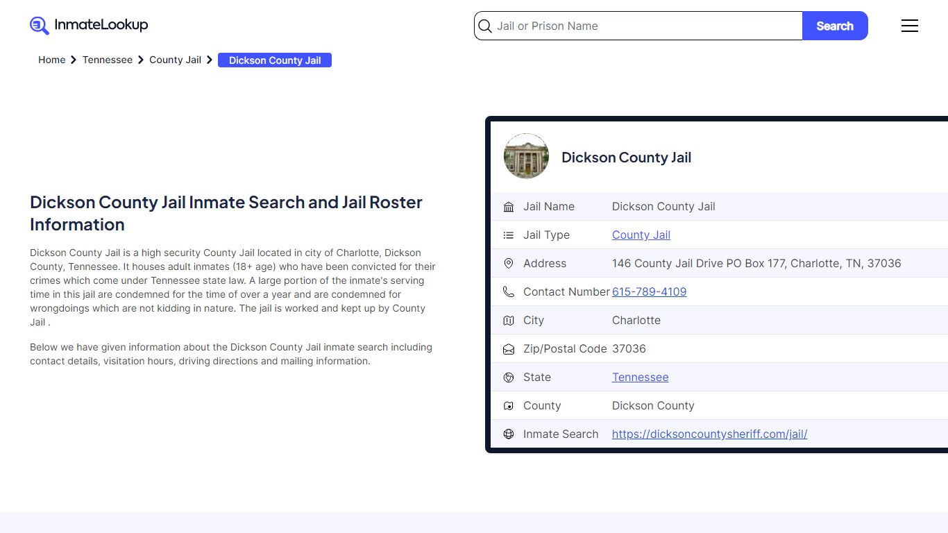 Dickson County Jail (TN) Inmate Search Tennessee - Inmate Lookup